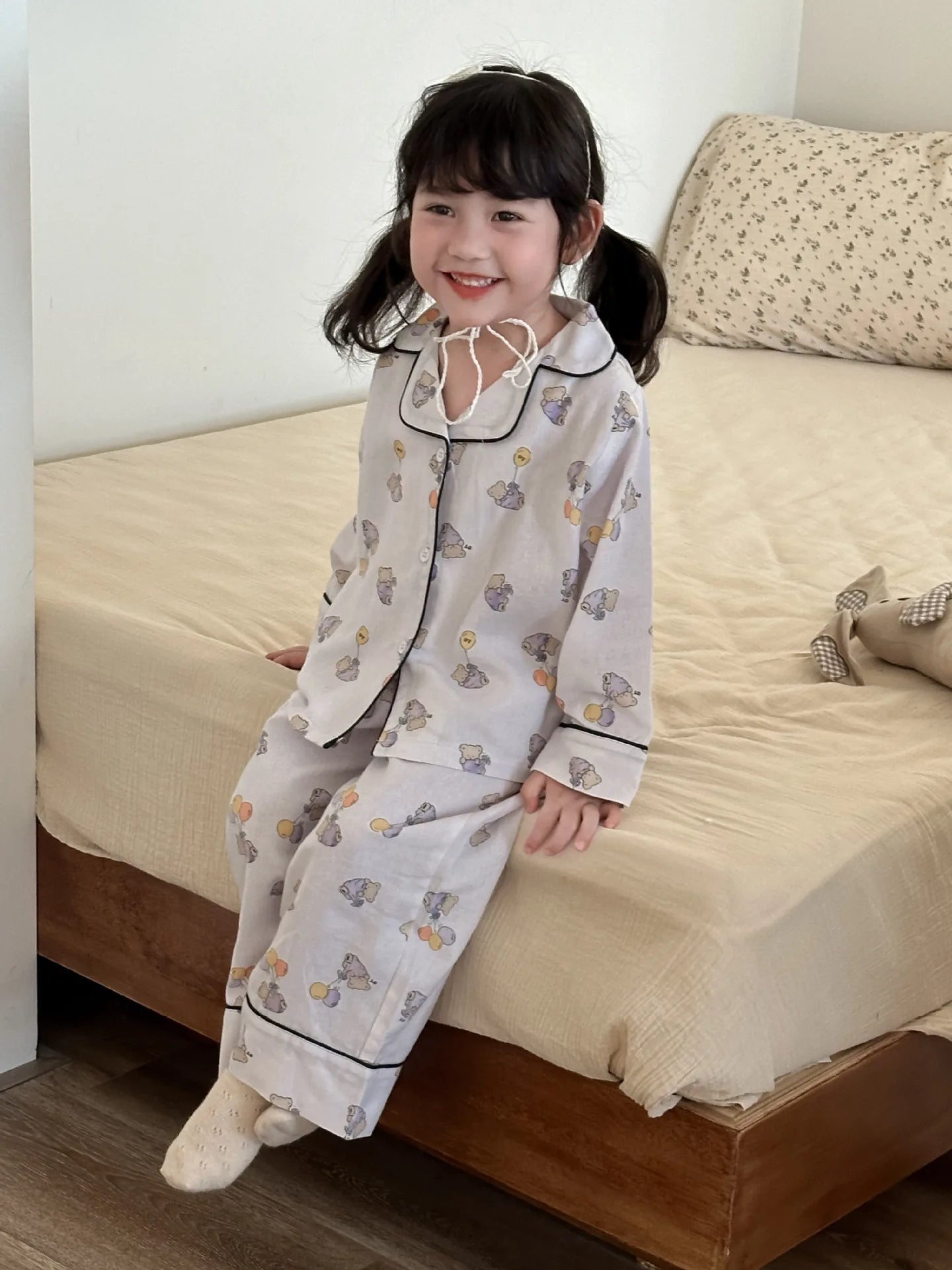 -キッズパジャマセット アニマルプリント長袖シャツ+ロングパンツ 5カラー【mh0007314】 - mamahalo shop - 長袖パジャマ -  べビー服 - 子供服 - 男の子 - 女の子