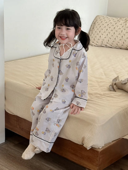 -キッズパジャマセット アニマルプリント長袖シャツ+ロングパンツ 5カラー【mh0007314】 - mamahalo shop - 長袖パジャマ -  べビー服 - 子供服 - 男の子 - 女の子