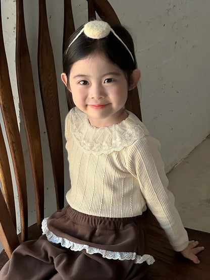 -キッズトップス レース襟リブ長袖Tシャツカットソー 4カラー【mh0006854】 - mamahalo shop - 長袖Tシャツ -  べビー服 - 子供服 - 男の子 - 女の子