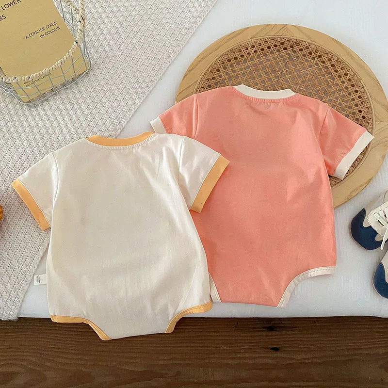 -ベビーロンパース 半袖ボディスーツ レターロゴ 2カラー【mh0005486】 - mamahalo shop - 半袖ロンパース -  べビー服 - 子供服 - 男の子 - 女の子