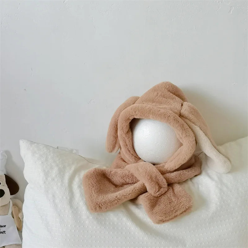 -ベビーキッズマフラー付き帽子 耳付き帽子 ネックウォーマー イヤーマフ ボアフリース 3カラー ユニセックス 男の子 女の子 子供服 - mamahalo shop - ベビー用帽子 -  べビー服 - 子供服 - 男の子 - 女の子