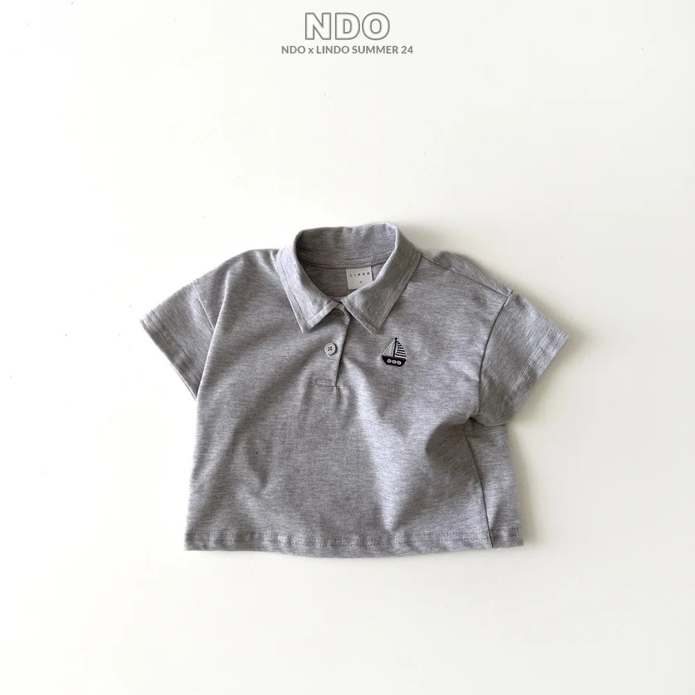 -ベビートップス 半袖ポロシャツ ヨット刺繍ワンポイント 2カラー【mh0006295】 - mamahalo shop - 半袖シャツ・ブラウス -  べビー服 - 子供服 - 男の子 - 女の子