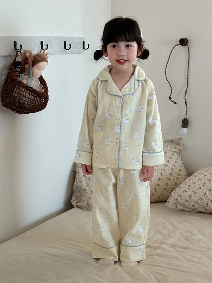 -キッズパジャマセット アニマルプリント長袖シャツ+ロングパンツ 5カラー【mh0007314】 - mamahalo shop - 長袖パジャマ -  べビー服 - 子供服 - 男の子 - 女の子