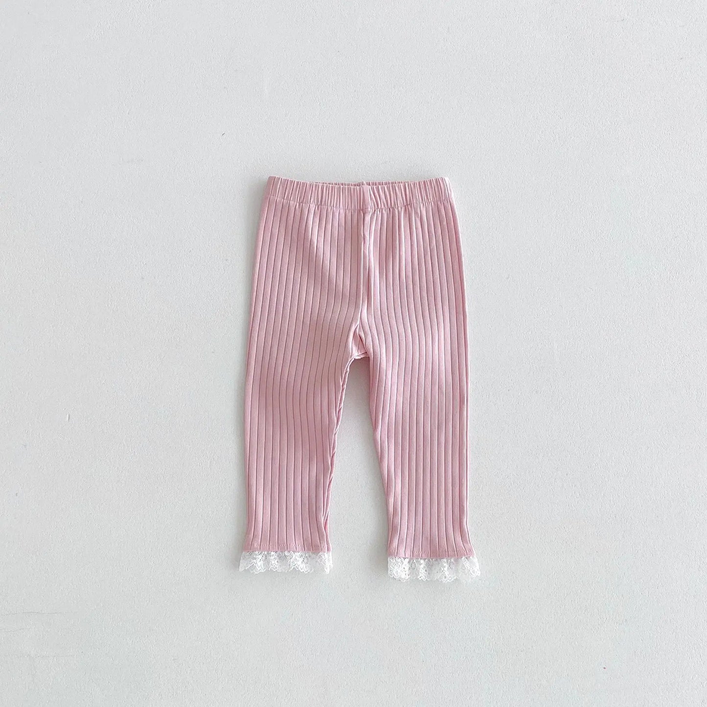 -キッズパンツ 裾レースリブニットレギンスパンツ 3カラー - mamahalo shop - レギンスパンツ -  べビー服 - 子供服 - 男の子 - 女の子