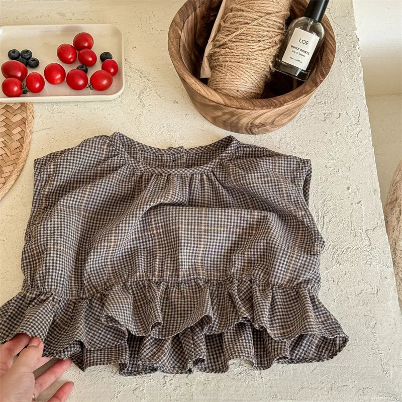 -キッズトップス ノースリーブペプラムフリルブラウス チェック 2カラー - mamahalo shop - タンクトップ・キャミソール・ノースリーブトップス -  べビー服 - 子供服 - 男の子 - 女の子