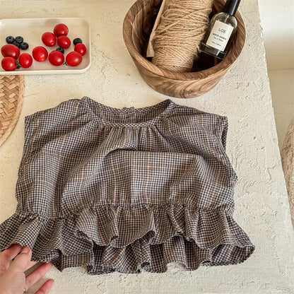 -キッズトップス ノースリーブペプラムフリルブラウス チェック 2カラー - mamahalo shop - タンクトップ・キャミソール・ノースリーブトップス -  べビー服 - 子供服 - 男の子 - 女の子