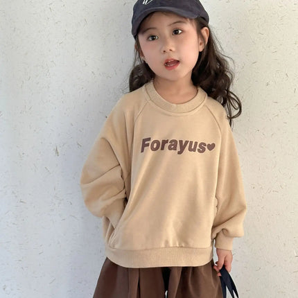 キッズトップス レターロゴハートプリント長袖スウェットシャツ - mamahalo shop - トレーナー・フーディ -  べビー服 - 子供服 - 男の子 - 女の子