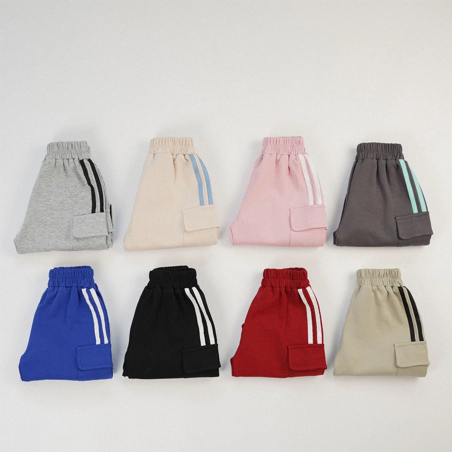 -キッズパンツ サイドラインスウェットカーゴパンツ スポーツパンツ 8カラー - mamahalo shop - ロングパンツ・スウェットパンツ -  べビー服 - 子供服 - 男の子 - 女の子