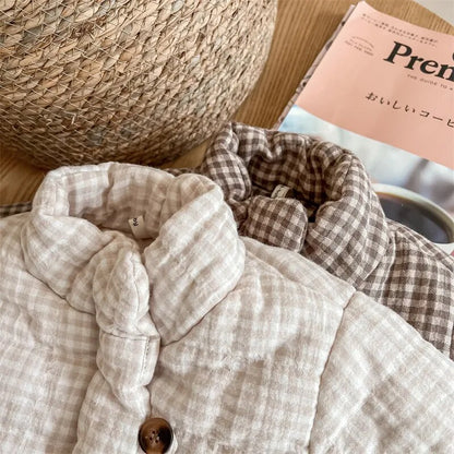 -キッズ チェック 裏フリース コート ジャケット アウター - mamahalo shop - ショートコート・ジャケット・ジャンパー -  べビー服 - 子供服 - 男の子 - 女の子