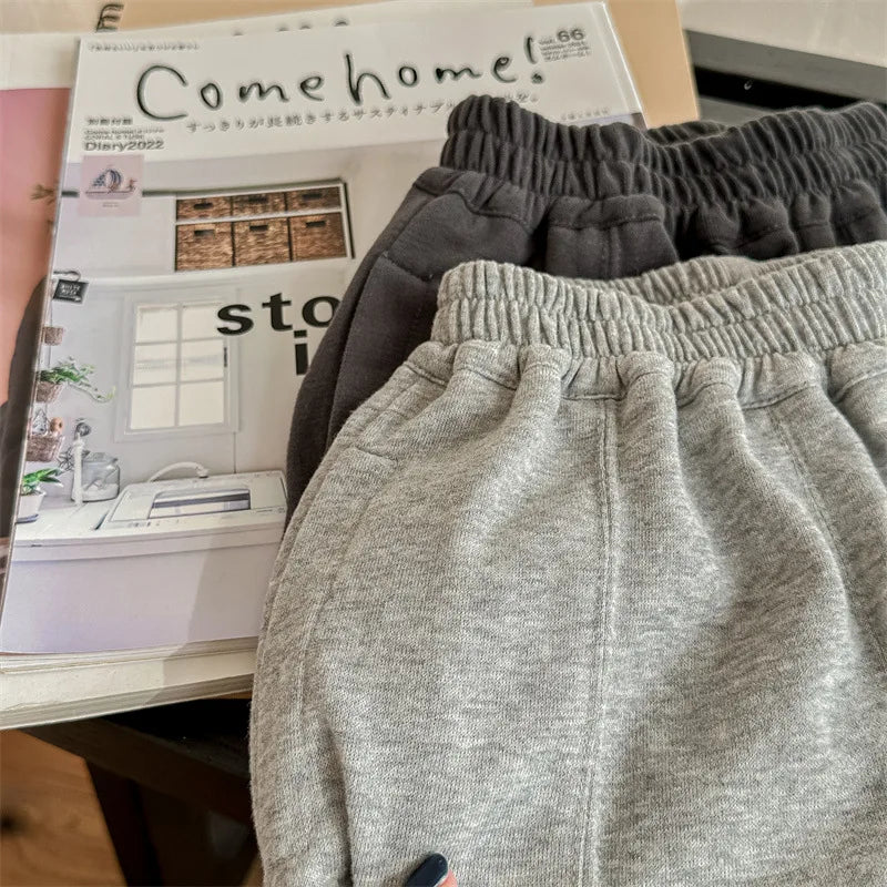 -キッズパンツ スウェットロングパンツ ルーズパンツ ライトグレー/ダークグレー/2カラー - mamahalo shop - ロングパンツ・スウェットパンツ -  べビー服 - 子供服 - 男の子 - 女の子