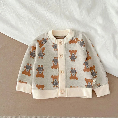 -ベビーカーディガン ニットジャケット ハート レトロフラワー 幾何学 15柄【mh0004142】 - mamahalo shop - カーディガン・パーカー -  べビー服 - 子供服 - 男の子 - 女の子