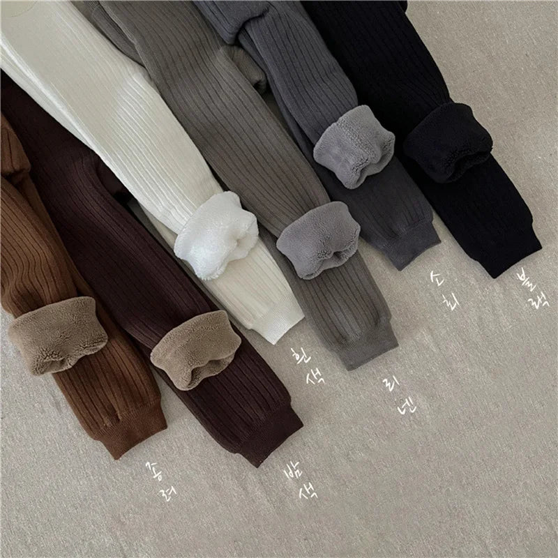 -キッズレギンスパンツ リブニットタイツ レギパン 裏フリース 6カラー - mamahalo shop - ベビー用靴下・タイツ -  べビー服 - 子供服 - 男の子 - 女の子