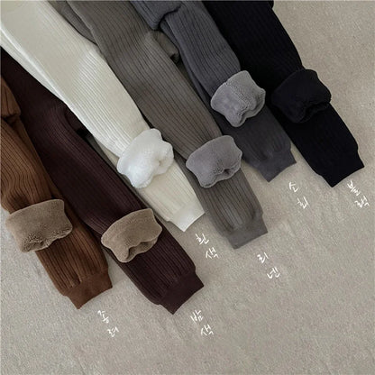 -キッズレギンスパンツ リブニットタイツ レギパン 裏フリース 6カラー - mamahalo shop - ベビー用靴下・タイツ -  べビー服 - 子供服 - 男の子 - 女の子