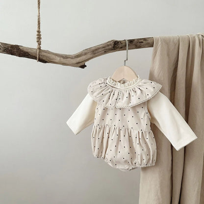 -ベビートップス/ロンパース 長袖スタンドフリルカラーTシャツ/ノースリーブビッグ襟水玉ボディスーツ【mh0004636】 - mamahalo shop - ノースリーブロンパース -  べビー服 - 子供服 - 男の子 - 女の子