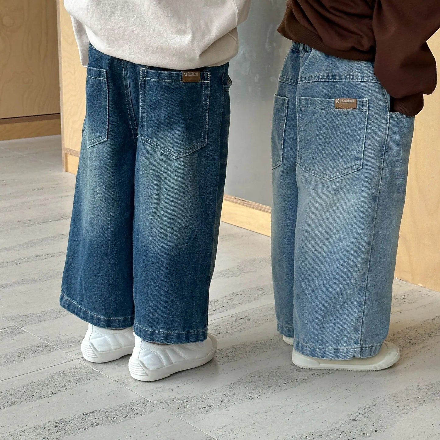 -キッズパンツ デニムルーズワイドロングパンツ シンプルベーシックジーンズ 2カラー【mh0006706】 - mamahalo shop - デニムパンツ -  べビー服 - 子供服 - 男の子 - 女の子