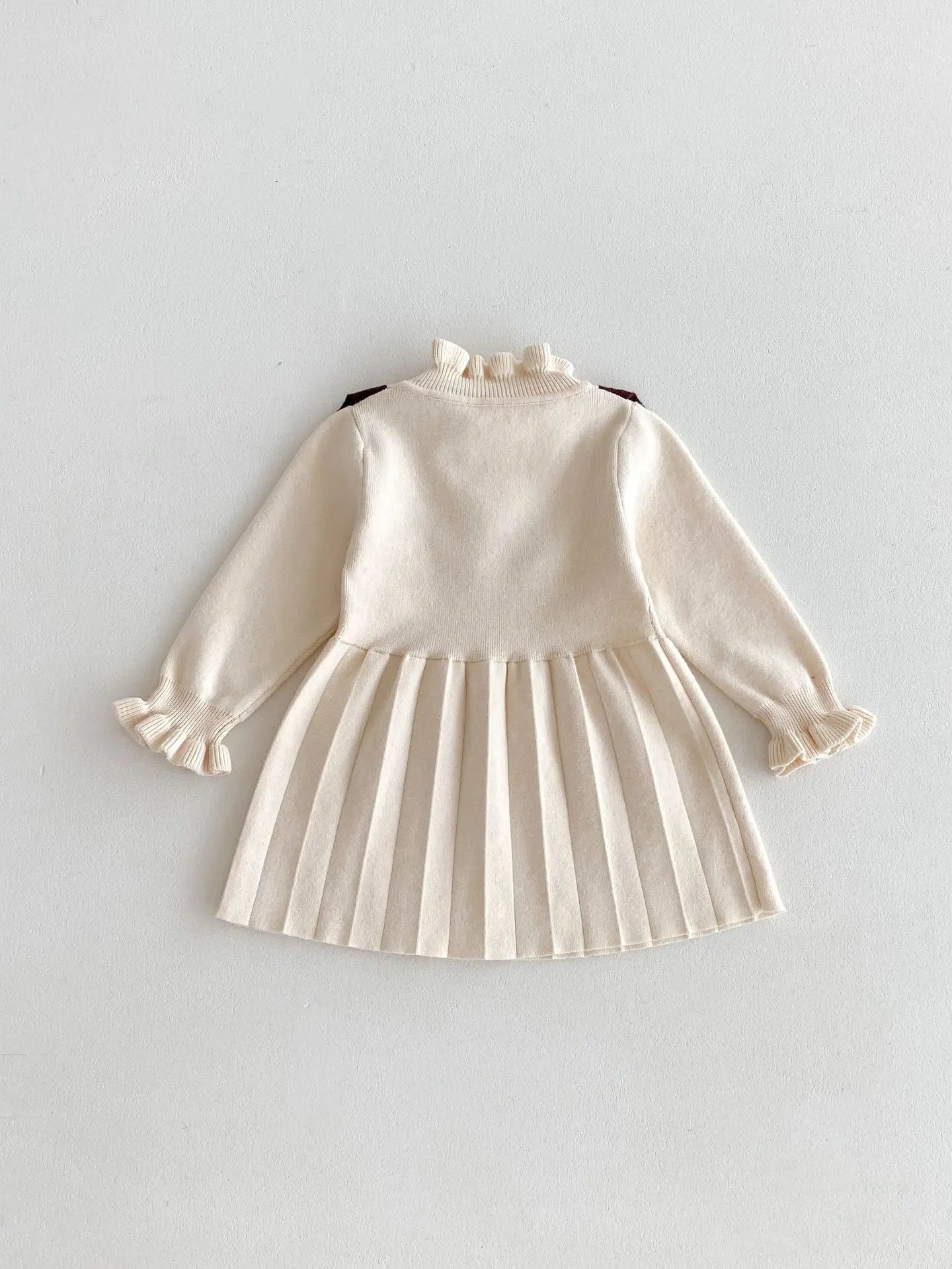 -ベビーキッズワンピース ニットフラワー長袖ワンピース 2カラー - mamahalo shop - 長袖ワンピース -  べビー服 - 子供服 - 男の子 - 女の子