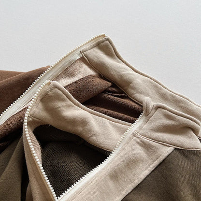 -キッズトップス スタンドカラージップアップ スウェットジャケット 2カラー - mamahalo shop - カーディガン・パーカー -  べビー服 - 子供服 - 男の子 - 女の子