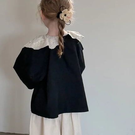 キッズトップス ビッグレース襟長袖ブラウス - mamahalo shop - 長袖シャツ・ブラウス -  べビー服 - 子供服 - 男の子 - 女の子