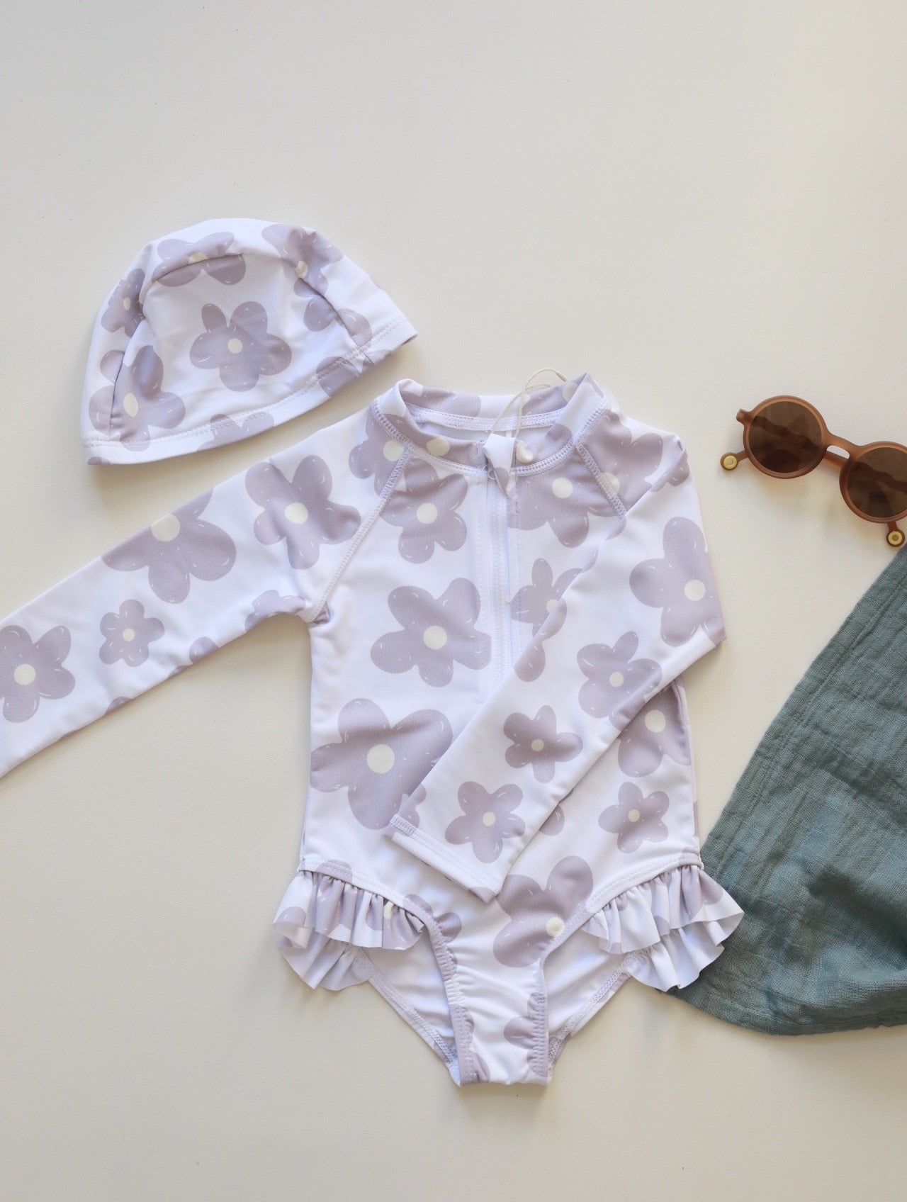 -キッズ 水着 フラワー 花柄 長袖 ワンピース ビキニ セパレート 帽子 セット ラッシュガード スイムウェア 10スタイル ガールズ【mh0002217】 - mamahalo shop - ベビー用水着 -  べビー服 - 子供服 - 男の子 - 女の子