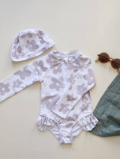 -キッズ 水着 フラワー 花柄 長袖 ワンピース ビキニ セパレート 帽子 セット ラッシュガード スイムウェア 10スタイル ガールズ【mh0002217】 - mamahalo shop - ベビー用水着 -  べビー服 - 子供服 - 男の子 - 女の子