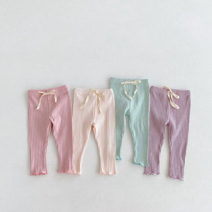 -キッズパンツ パステルアイスカラーシンプルリブレギンスパンツ 4カラー【mh0006831】 - mamahalo shop - レギンスパンツ -  べビー服 - 子供服 - 男の子 - 女の子
