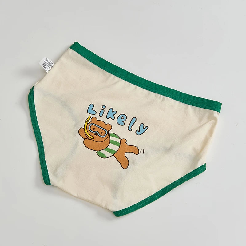 -キッズショーツ 男の子下着 ボーイズパンツ アンダーウェア 4枚セット グリーン ブリーフ【mh0005803】 - mamahalo shop - 幼児用下着 -  べビー服 - 子供服 - 男の子 - 女の子