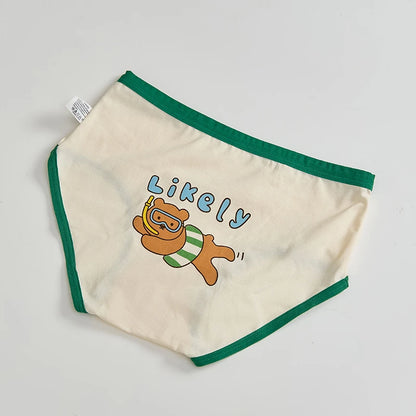 -キッズショーツ 男の子下着 ボーイズパンツ アンダーウェア 4枚セット グリーン ブリーフ【mh0005803】 - mamahalo shop - 幼児用下着 -  べビー服 - 子供服 - 男の子 - 女の子