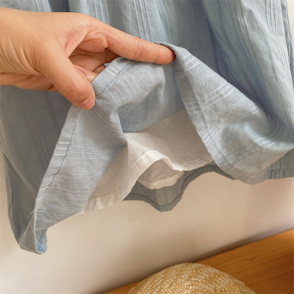 -キッズ レースカラー 半袖 ワンピース ブルー ガールズ - mamahalo shop - 半袖ワンピース -  べビー服 - 子供服 - 男の子 - 女の子