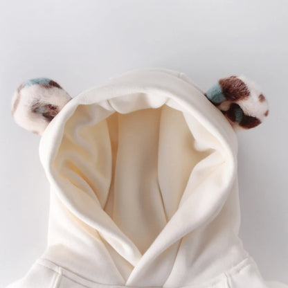 -ベビーロンパース レオパードファー耳付きフーディボディスーツ 2カラー【mh0006993】 - mamahalo shop - 長袖ロンパース -  べビー服 - 子供服 - 男の子 - 女の子