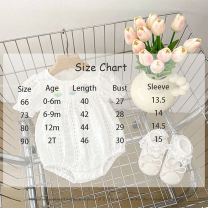 -ベビーロンパース/キッズワンピース 半袖ボディスーツ/半袖ワンピース レース チューリップ刺繍 リンクコーデ 姉妹 お揃いコーデ - mamahalo shop - 半袖ロンパース -  べビー服 - 子供服 - 男の子 - 女の子