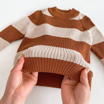 -キッズトップス ニットセーター ボーダー 2カラー【mh0006140】 - mamahalo shop - ニット・セーター -  べビー服 - 子供服 - 男の子 - 女の子