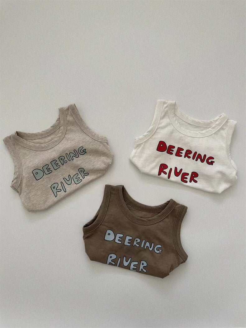 -ベビー セットアップ レターロゴ プリント タンクトップ ショートパンツ 3カラー ボーイズ【mh0002262】 - mamahalo shop - ノースリーブセットアップ -  べビー服 - 子供服 - 男の子 - 女の子