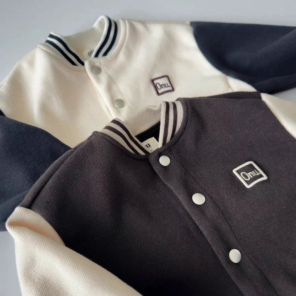 -ベビーアウター パッチワークベースボールスタジアムジャンパー スタジャン2カラー【mh0007069】 - mamahalo shop - ショートコート・ジャケット・ジャンパー -  べビー服 - 子供服 - 男の子 - 女の子