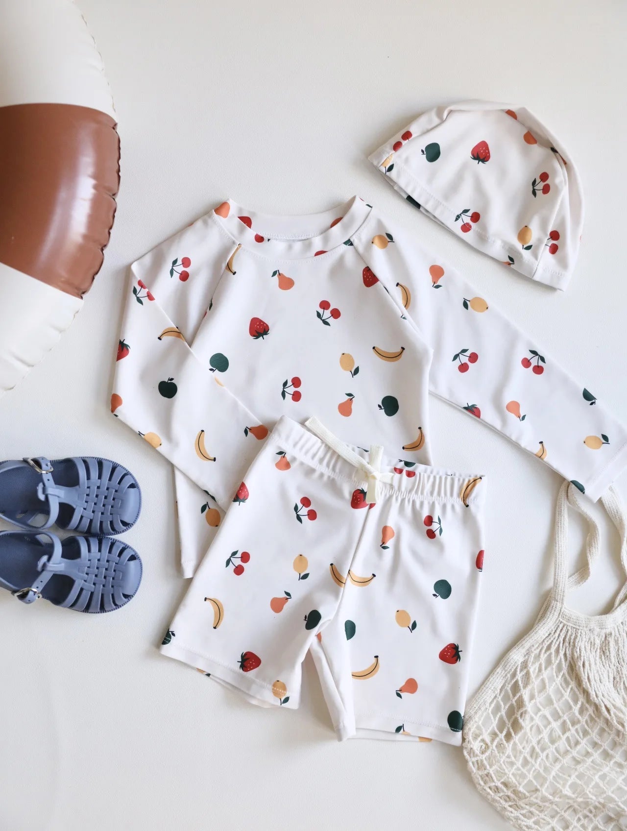 -キッズ水着 セパレートセット 長袖トップス+ショートパンツ ボーイズ ラッシュガード スイムウェア【mh0006162】 - mamahalo shop - ベビー用水着 -  べビー服 - 子供服 - 男の子 - 女の子