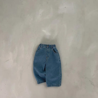 -ベビーパンツ デニムパンツ シンプルベーシック ジーンズ ジーパン 2カラー - mamahalo shop - デニムパンツ -  べビー服 - 子供服 - 男の子 - 女の子