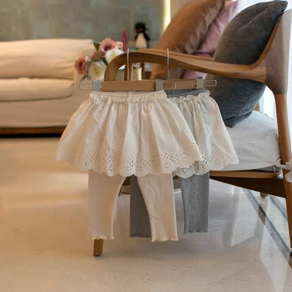 -キッズパンツ レーススカートドッキングレギンスパンツ 2カラー【mh0006921】 - mamahalo shop - レギンスパンツ -  べビー服 - 子供服 - 男の子 - 女の子