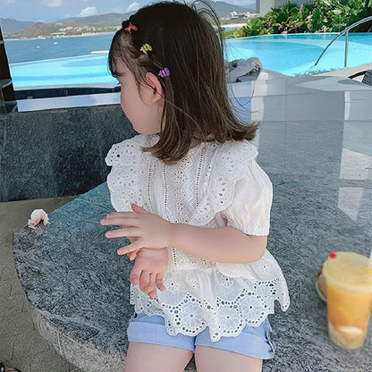 -キッズトップス 半袖レースチュニックブラウス【mh0005679】 - mamahalo shop - 半袖シャツ・ブラウス -  べビー服 - 子供服 - 男の子 - 女の子