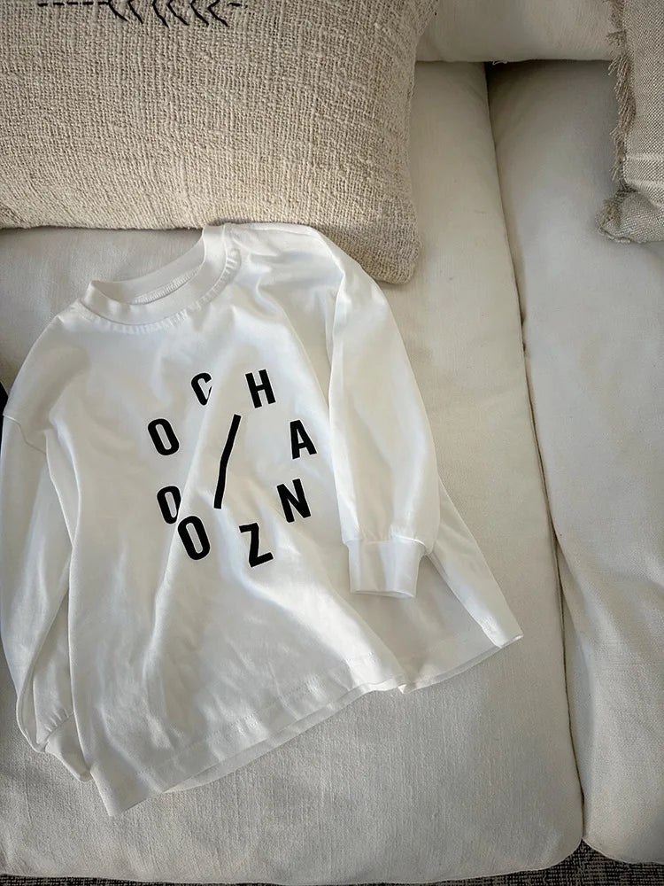 -キッズトップス レターロゴプリント長袖Tシャツ 3カラー - mamahalo shop - 長袖Tシャツ -  べビー服 - 子供服 - 男の子 - 女の子