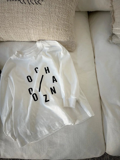 -キッズトップス レターロゴプリント長袖Tシャツ 3カラー - mamahalo shop - 長袖Tシャツ -  べビー服 - 子供服 - 男の子 - 女の子