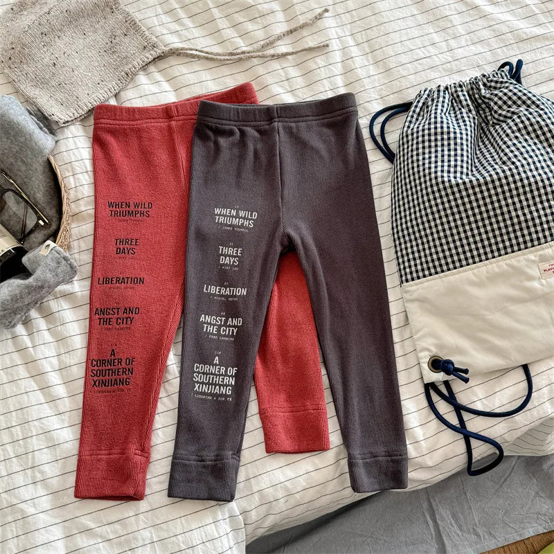 -キッズパンツ レターロゴプリントレギンスパンツ【mh0008719】 - mamahalo shop - レギンスパンツ -  べビー服 - 子供服 - 男の子 - 女の子