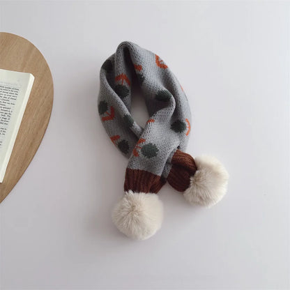 -キッズマフラー ぽんぽん付きネックウォーマー フラワー花柄 ガールズ 女の子 子供服【mh0003327】 - mamahalo shop - ネックウォーマー -  べビー服 - 子供服 - 男の子 - 女の子