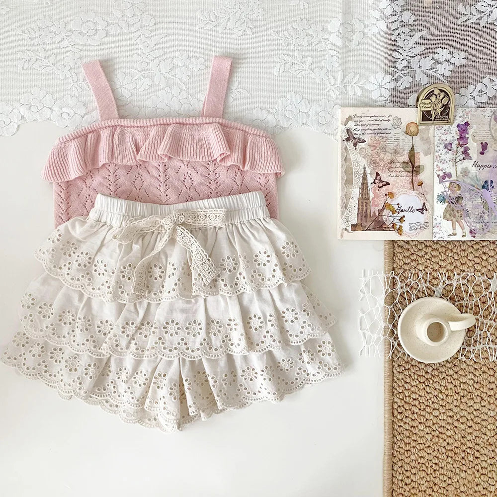 -ベビーキッズトップス ニット キャミソール フリル 2カラー - mamahalo shop - タンクトップ・キャミソール・ノースリーブトップス -  べビー服 - 子供服 - 男の子 - 女の子