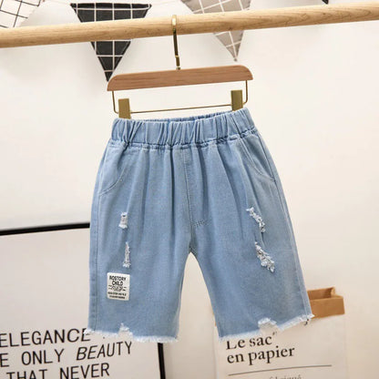 -キッズジュニアパンツ デニム クロップドパンツ ダメージ パッチワーク ジーンズ 4デザイン【mh0005772】 - mamahalo shop - デニムパンツ -  べビー服 - 子供服 - 男の子 - 女の子