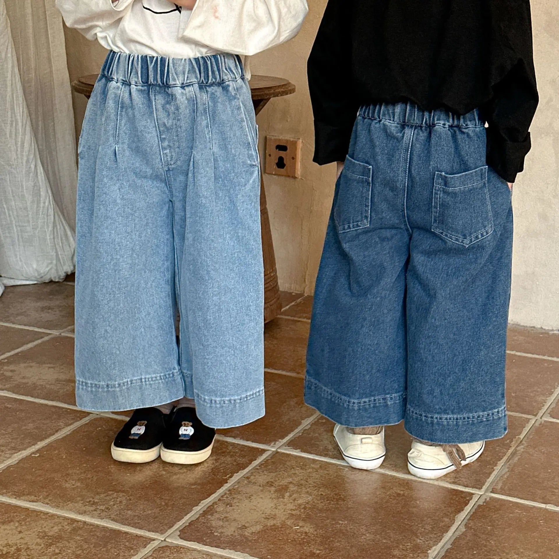 -キッズパンツ ソフトデニムルーズワイドバギーパンツ 2カラー【mh0006690】 - mamahalo shop - デニムパンツ -  べビー服 - 子供服 - 男の子 - 女の子