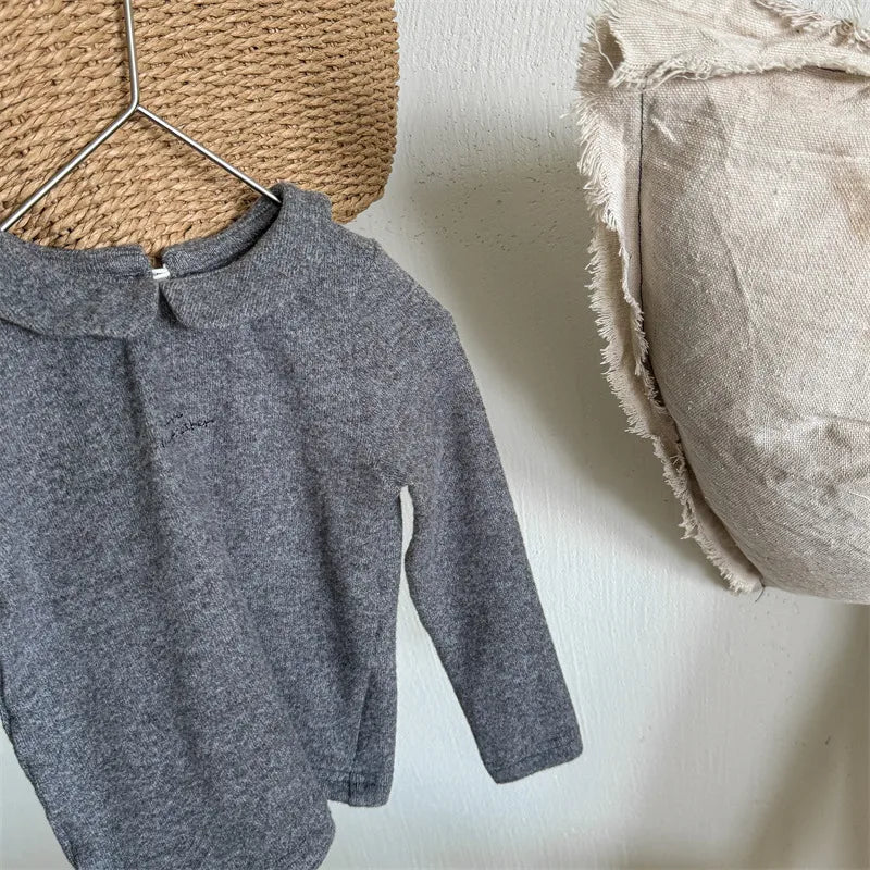 -キッズトップス 長袖丸襟Tシャツ ブラウス 4カラー【mh0006614】 - mamahalo shop - 長袖Tシャツ -  べビー服 - 子供服 - 男の子 - 女の子