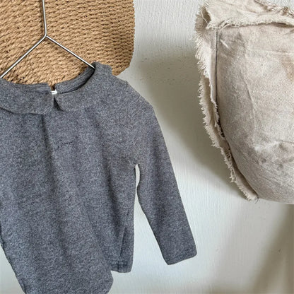 -キッズトップス 長袖丸襟Tシャツ ブラウス 4カラー【mh0006614】 - mamahalo shop - 長袖Tシャツ -  べビー服 - 子供服 - 男の子 - 女の子