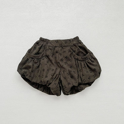 -ベビーキッズパンツ 無地/フラワープリントショートバルーンパンツ - mamahalo shop - ハーフパンツ・ショートパンツ -  べビー服 - 子供服 - 男の子 - 女の子