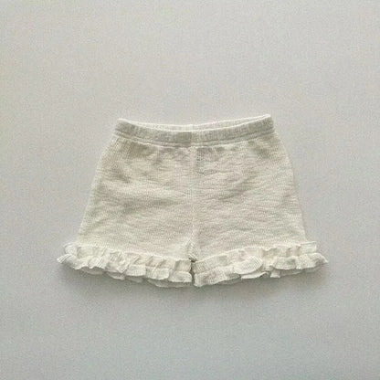 -ベビーパンツ ショートレギンス フリル フラワー花柄プリント/無地 3カラー【mh0005897】 - mamahalo shop - ハーフパンツ・ショートパンツ -  べビー服 - 子供服 - 男の子 - 女の子