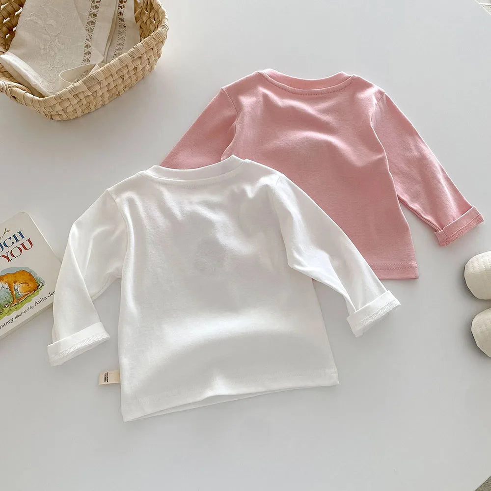 -ベビーキッズトップス 長袖Tシャツ きのこマッシュルーム刺繍 2カラー【mh0006467】 - mamahalo shop - 長袖Tシャツ -  べビー服 - 子供服 - 男の子 - 女の子