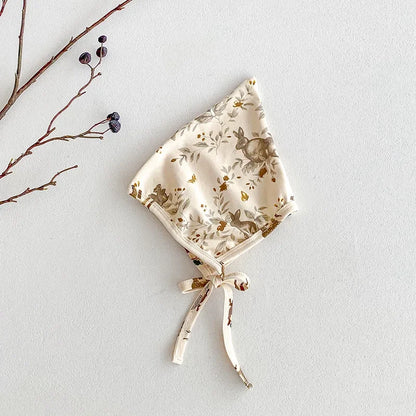 -ベビーロンパース/パンツ/ボンネット フォレストアニマルプリント長袖ボディスーツ/ロングパンツ/帽子 4デザイン【mh0006931】 - mamahalo shop - ロンパースセットアップ -  べビー服 - 子供服 - 男の子 - 女の子